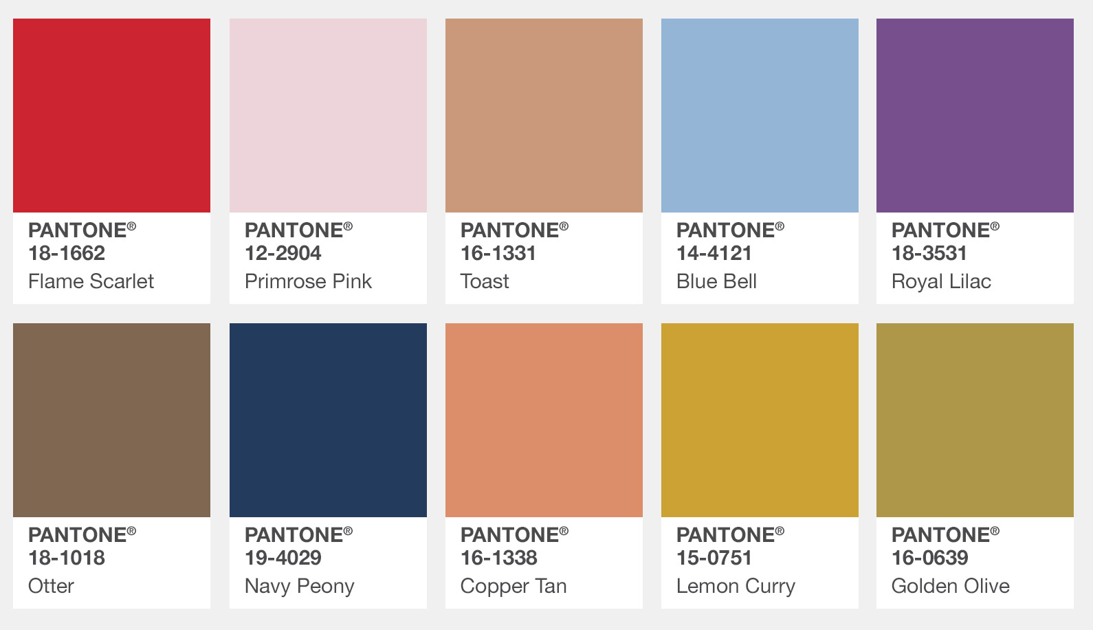 Pantone Colour Swatches - Fall 2017 London