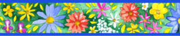 School Tea Towel Border 4 - Bright Flowers